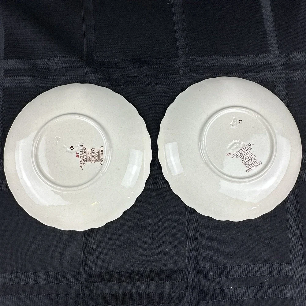 Copeland Spode England Buttercup Cups And Saucers‎ Lot Of 2 Sets Old Back Stamps